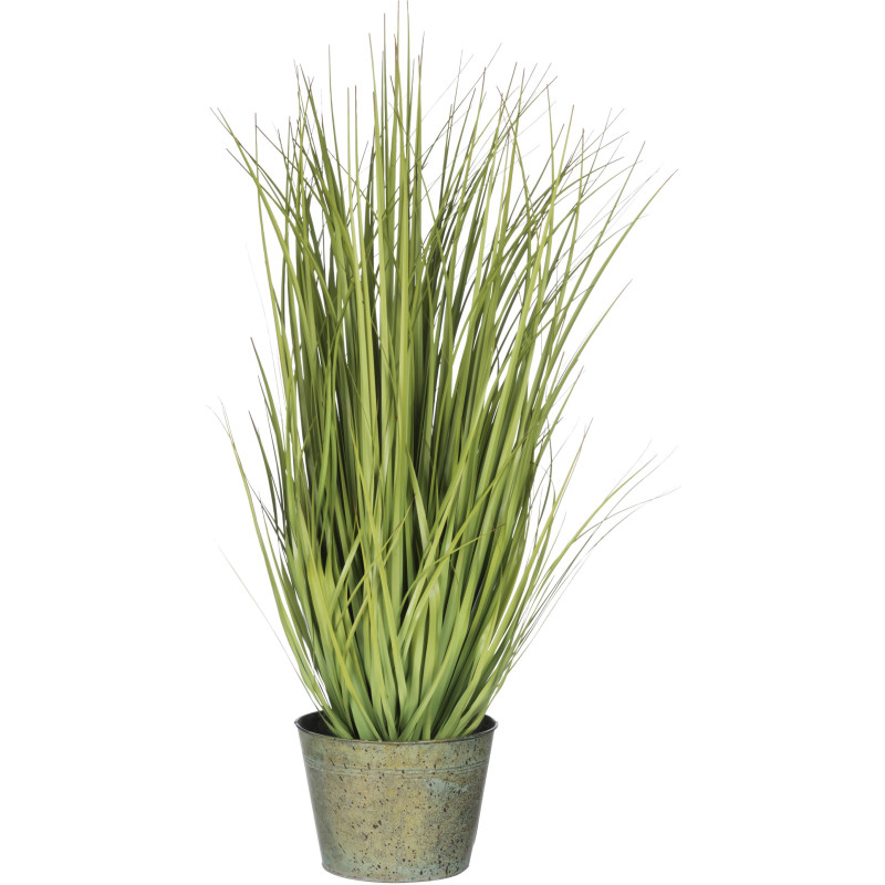 Plante artificielle Herbes sauvages XXL en pot Hauteur 106 cm en Plastique Vert Métal Gris Elvioti - 1