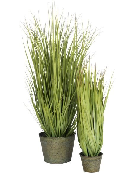 Plante artificielle Herbes sauvages XXL en pot Hauteur 106 cm en Plastique Vert Métal Gris Elvioti - 2