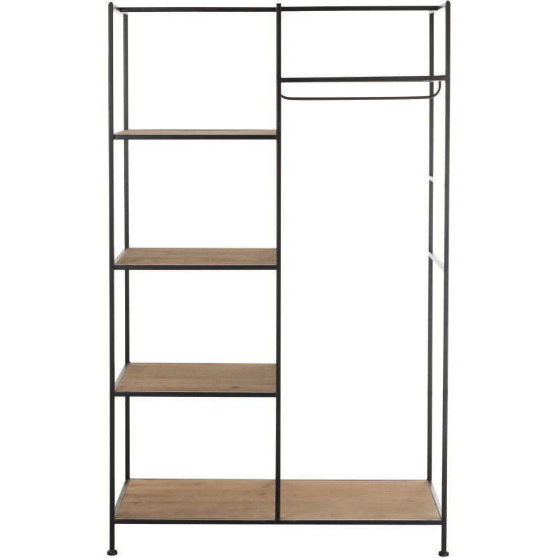 Dressing moderne style industriel 5 étagères en Métal Noir Bois Naturel Trevin - 2