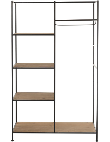 Dressing moderne style industriel 5 étagères en Métal Noir Bois Naturel Trevin - 2