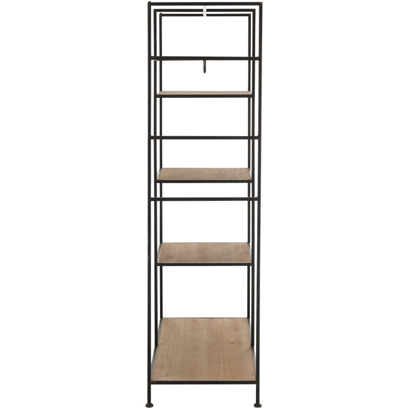 Dressing moderne style industriel 5 étagères en Métal Noir Bois Naturel Trevin - 3