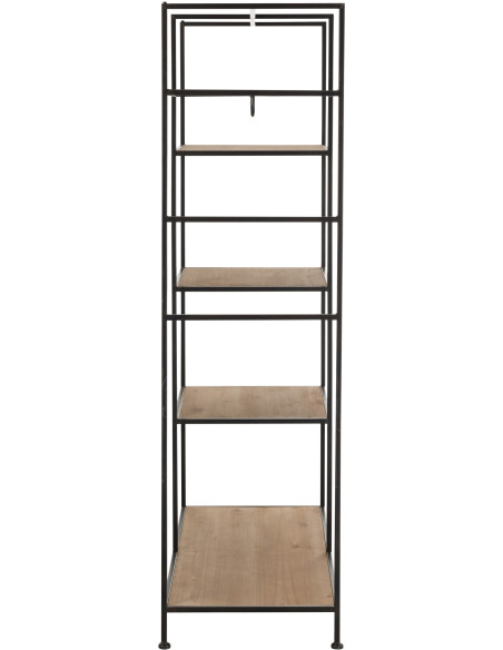 Dressing moderne style industriel 5 étagères en Métal Noir Bois Naturel Trevin - 3