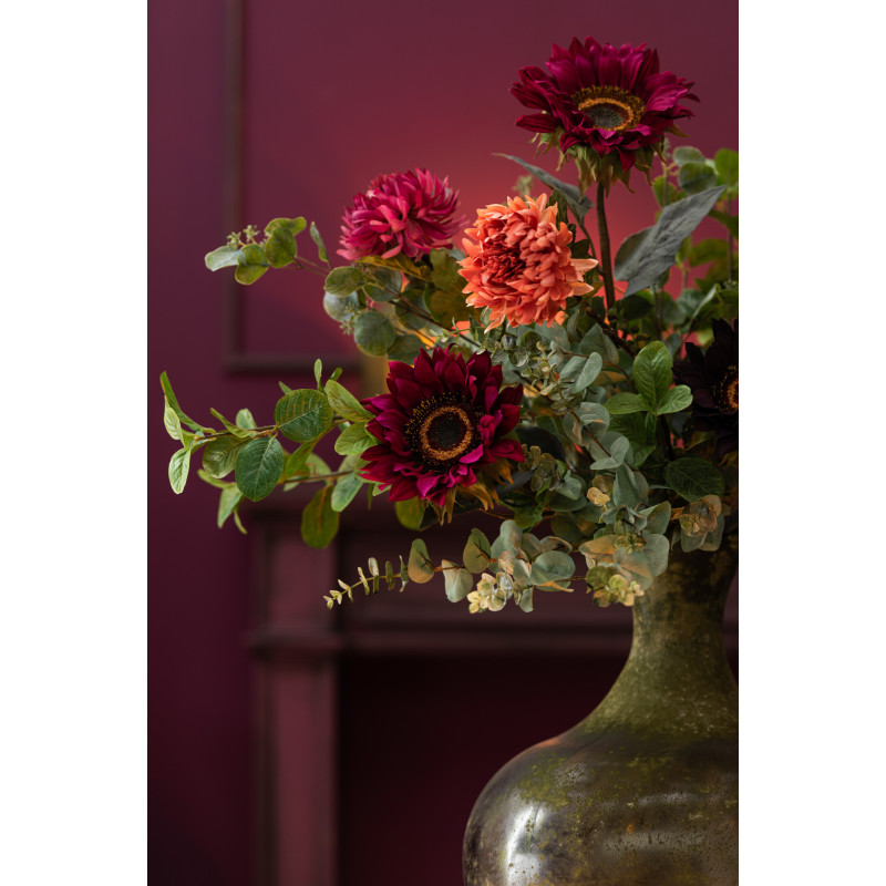 Fleur artificielle XL réaliste Tournesol Hauteur 66 cm en Plastique Rouge Bordeaux Vert (Lot de 2) J-Line - 2