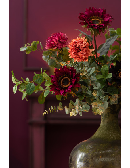 Fleur artificielle XL réaliste Tournesol Hauteur 66 cm en Plastique Rouge Bordeaux Vert (Lot de 2) J-Line - 2