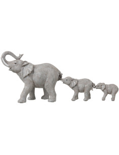 Statue déco originale XL 3 éléphants 57 cm en Résine Gris Elzie - 1