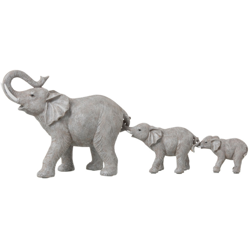 Statue déco originale XL 3 éléphants 57 cm en Résine Gris Elzie - 1