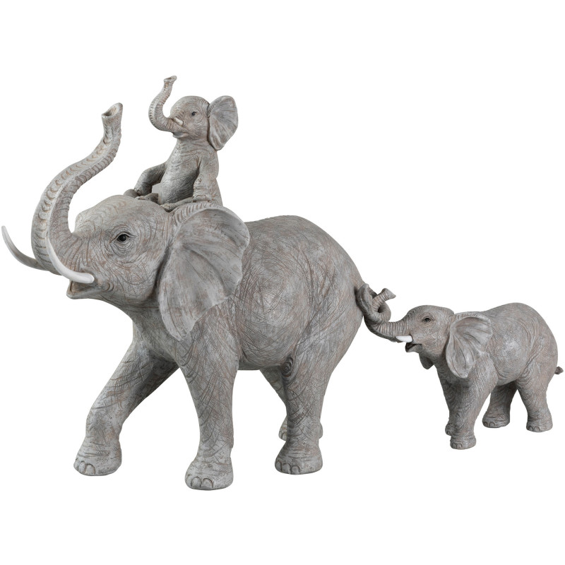 Statue déco originale XL Maman éléphant 71 cm en Résine Gris Elzie - 1