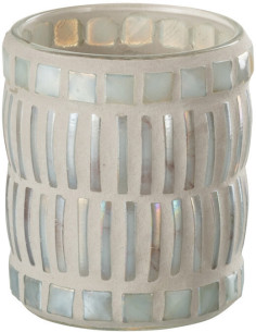 Photophore original rond Diamètre 7 cm en Verre Nacré Ciment Gris Galron - 1