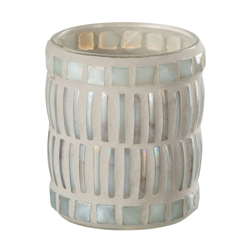 Photophore original rond Diamètre 7 cm en Verre Nacré Ciment Gris Galron - 1