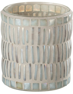 Photophore original rond Diamètre 9 cm en Verre Nacré Ciment Gris Galron - 1