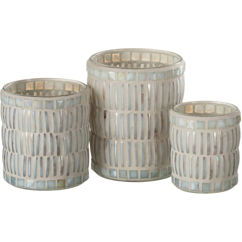 Photophore original rond Diamètre 10 cm en Verre Nacré Ciment Gris Galron - 2