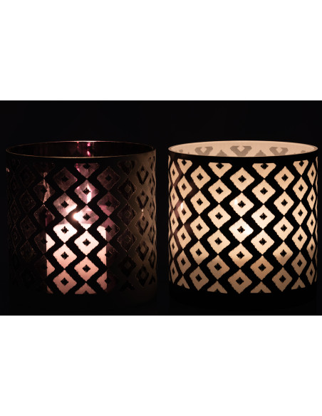 Photophore moderne XL losanges Diamètre 24 cm en Verre Noir Blanc Irvenk (Lot de 2) - 3