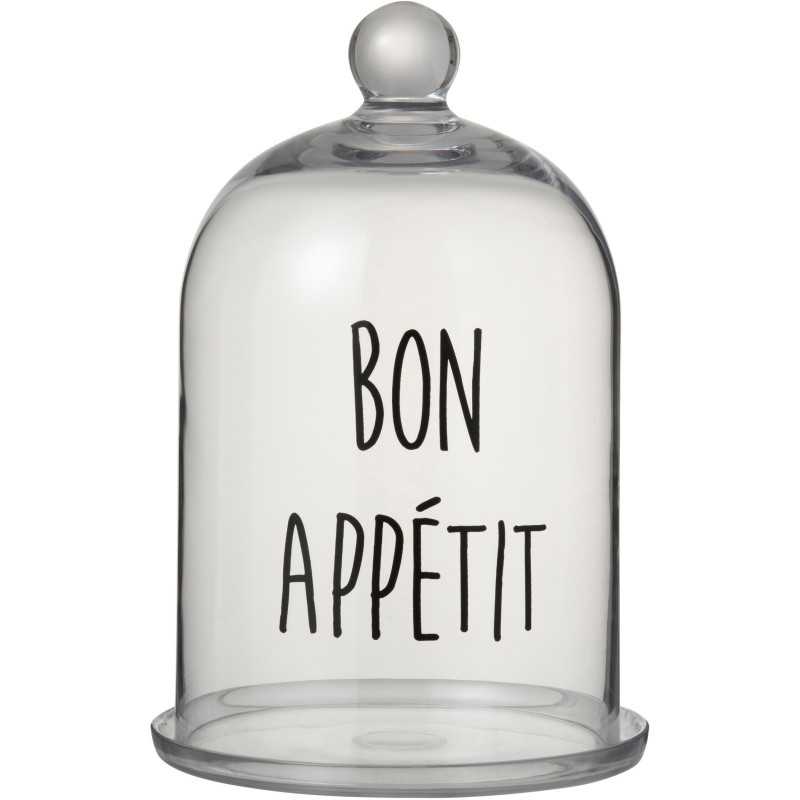 Cloche à gâteaux Bon appétit 18x30 en Verre Transparent Noir Bemira - 1