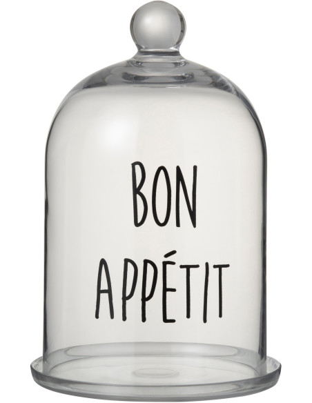 Cloche à gâteaux Bon appétit 18x30 en Verre Transparent Noir Bemira - 1