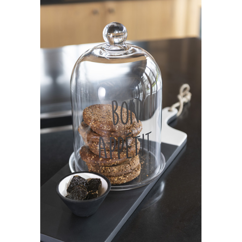 Cloche à gâteaux Bon appétit 18x30 en Verre Transparent Noir Bemira - 2