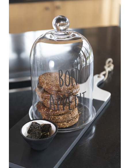 Cloche à gâteaux Bon appétit 18x30 en Verre Transparent Noir Bemira - 2