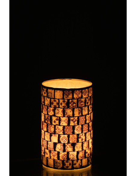 Photophore original cylindre Diamètre 9 cm en Verre Bleu jean Motif mosaïque Klavin - 3