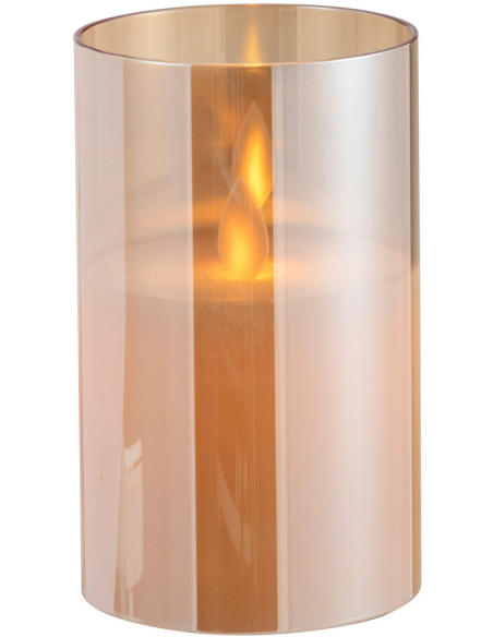 Bougie Led moderne Hauteur 12 cm en Verre Doré Agma - 3