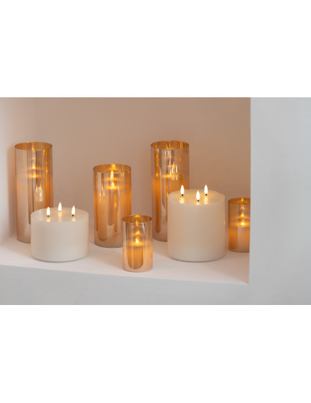 Bougie Led moderne Hauteur 12 cm en Verre Doré Agma - 2