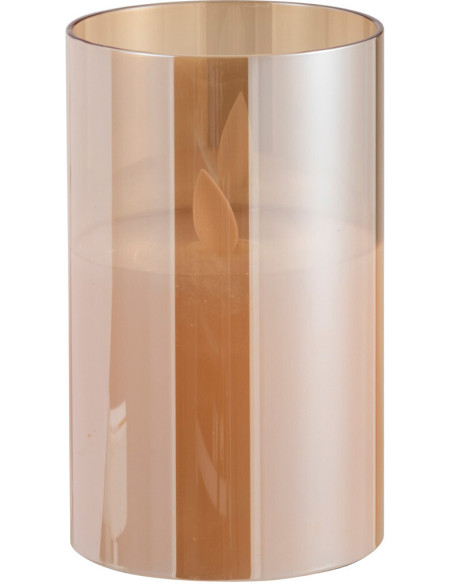 Bougie Led moderne Hauteur 12 cm en Verre Doré Agma - 1