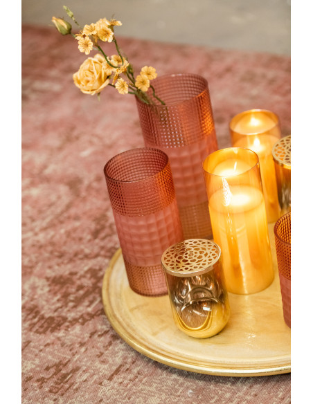 Bougie Led XL moderne Hauteur 20 cm en Verre Doré Agma - 5