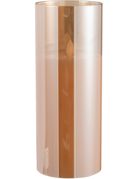 Bougie Led XXL moderne Hauteur 25 cm en Verre Doré Agma - 1