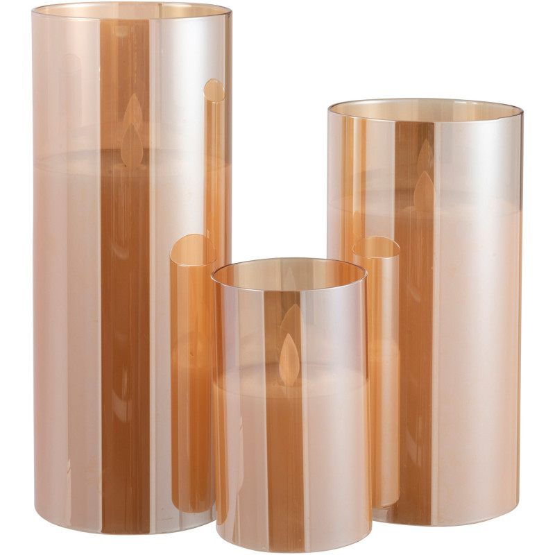 Bougie Led XXL moderne Hauteur 25 cm en Verre Doré Agma - 5