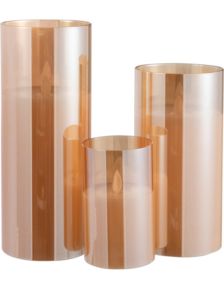 Bougie Led XXL moderne Hauteur 25 cm en Verre Doré Agma - 5