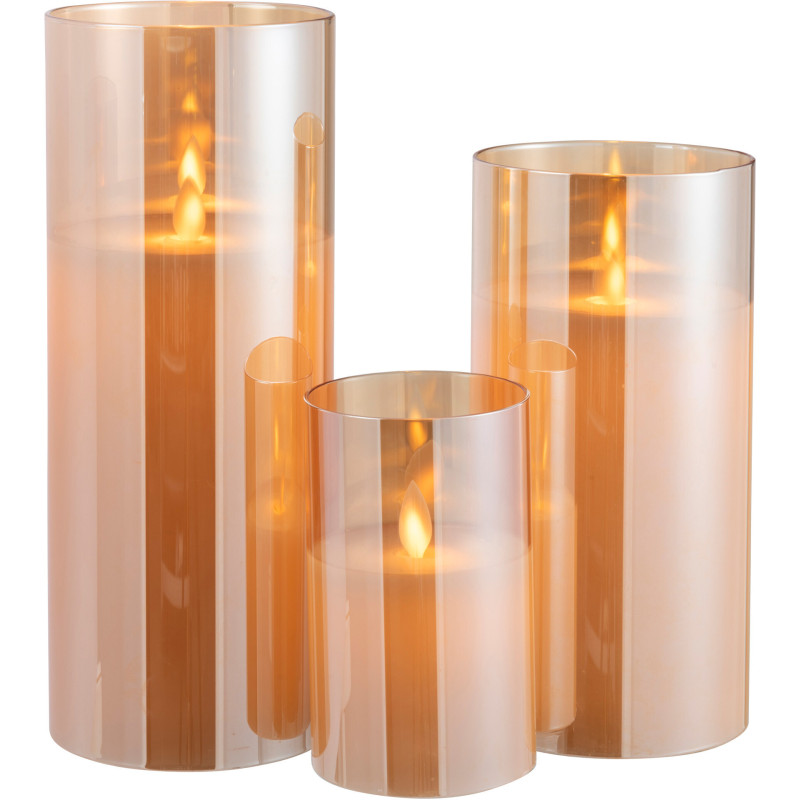 Bougie Led XXL moderne Hauteur 25 cm en Verre Doré Agma - 6