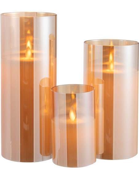 Bougie Led XXL moderne Hauteur 25 cm en Verre Doré Agma - 6