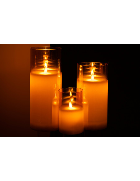 Bougie Led XXL moderne Hauteur 25 cm en Verre Doré Agma - 7