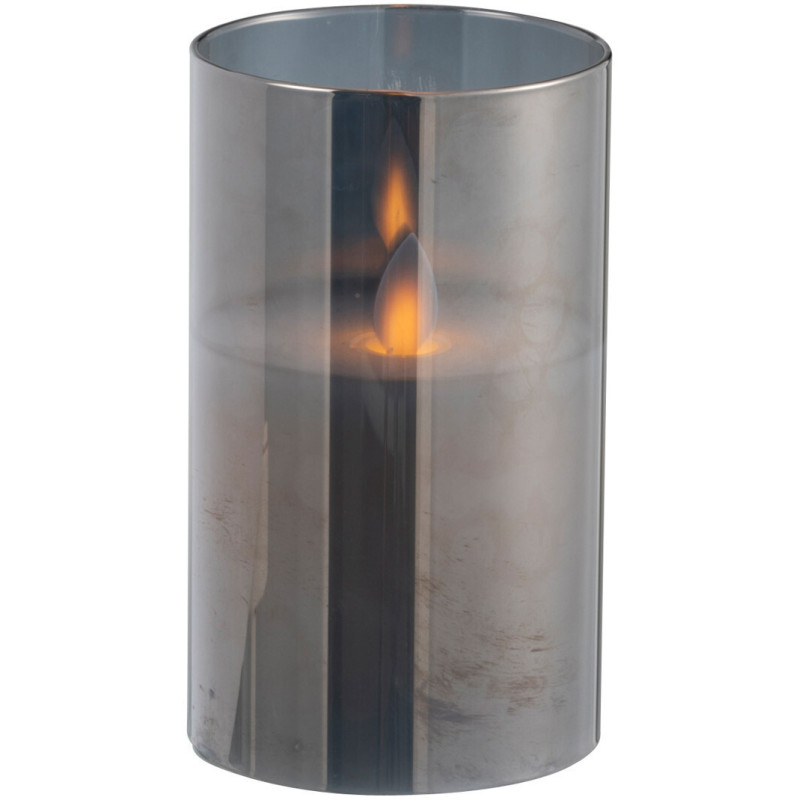 Bougie Led moderne Hauteur 12 cm en Verre Gris Agma - 3