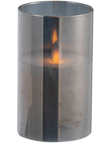 Bougie Led moderne Hauteur 12 cm en Verre Gris Agma - 3