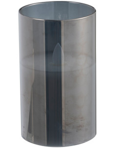 Bougie Led moderne Hauteur 12 cm en Verre Gris Agma - 1