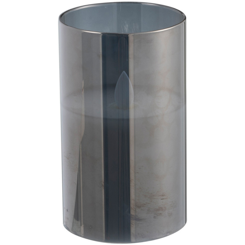 Bougie Led moderne Hauteur 12 cm en Verre Gris Agma - 1