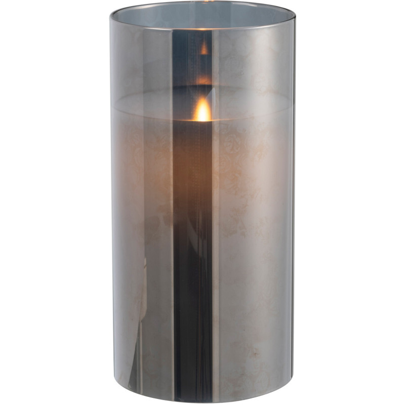 Bougie Led XL moderne Hauteur 20 cm en Verre Gris Agma - 3