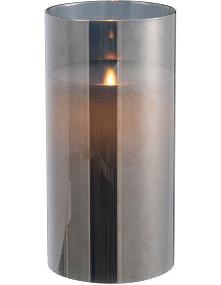 Bougie Led XL moderne Hauteur 20 cm en Verre Gris Agma - 3