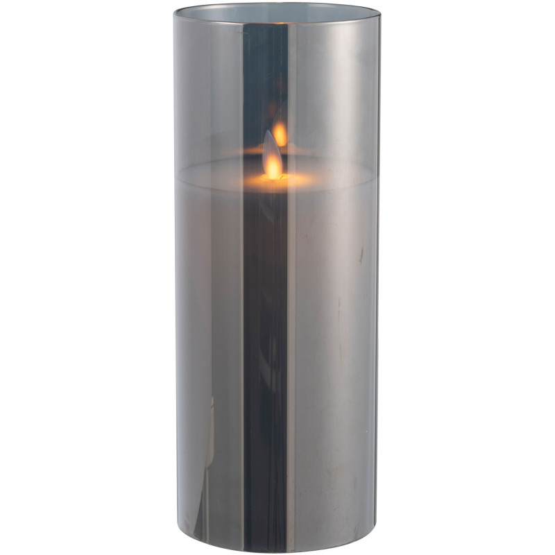Bougie Led XXL moderne Hauteur 25 cm en Verre Gris Agma - 2