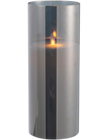 Bougie Led XXL moderne Hauteur 25 cm en Verre Gris Agma - 2