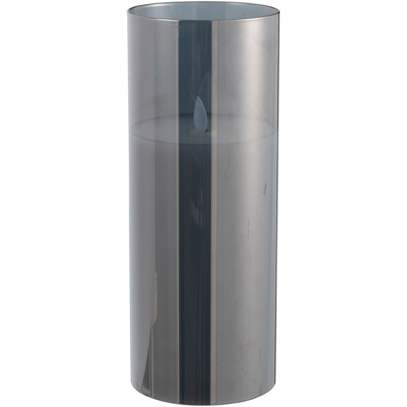 Bougie Led XXL moderne Hauteur 25 cm en Verre Gris Agma - 1