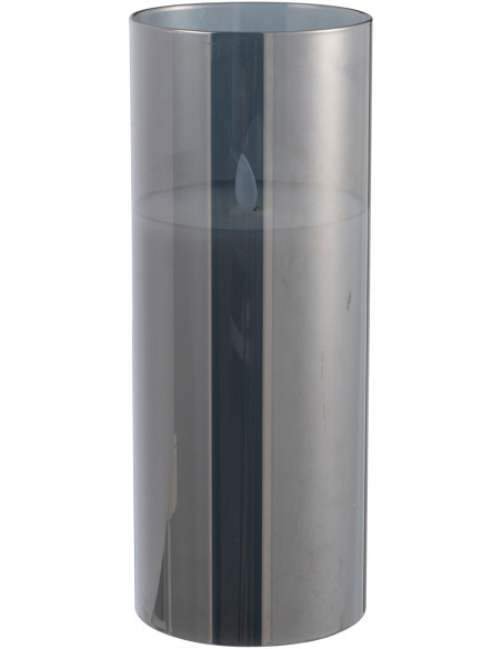 Bougie Led XXL moderne Hauteur 25 cm en Verre Gris Agma - 1