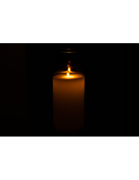 Bougie Led XXL moderne Hauteur 25 cm en Verre Gris Agma - 3