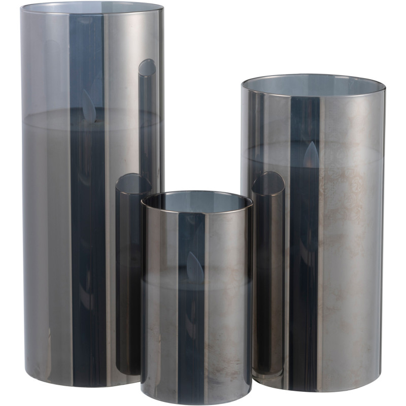 Bougie Led XXL moderne Hauteur 25 cm en Verre Gris Agma - 4