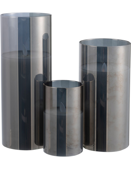 Bougie Led XXL moderne Hauteur 25 cm en Verre Gris Agma - 4