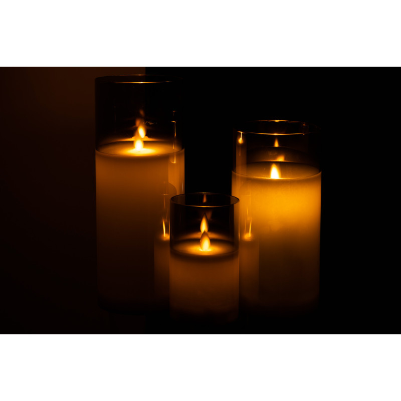 Bougie Led XXL moderne Hauteur 25 cm en Verre Gris Agma - 6
