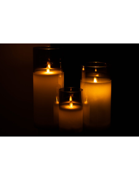 Bougie Led XXL moderne Hauteur 25 cm en Verre Gris Agma - 6