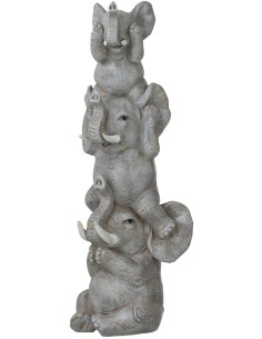 Statuette déco originale Elephant Entendre Voir Se Taire Hauteur 32 cm en Résine Gris Dumbino - 1