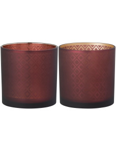 Photophore oriental XL Diamètre 15 cm en Verre Rouge Doré Mardon (Lot de 2) - 1