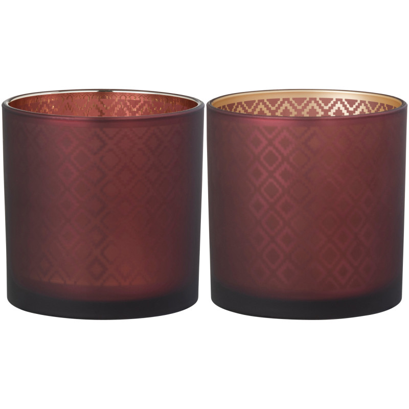 Photophore oriental XL Diamètre 15 cm en Verre Rouge Doré Mardon (Lot de 2) - 1