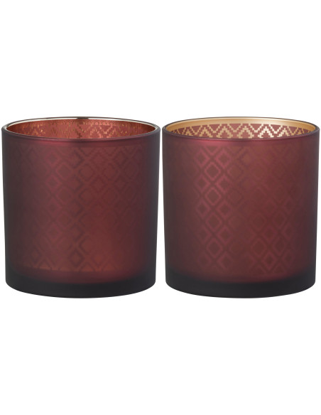 Photophore oriental XL Diamètre 15 cm en Verre Rouge Doré Mardon (Lot de 2) - 1